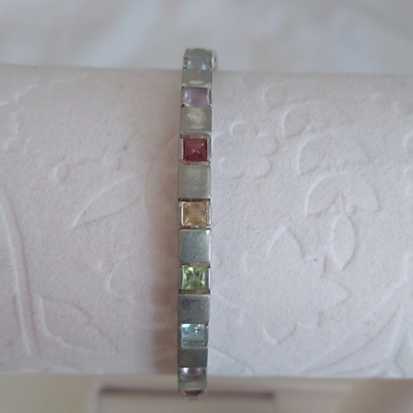 Sterling Silver Multicolor Stones Rainbow Pride Tennis Bracelet DJB 925 - Picture 4 of 9